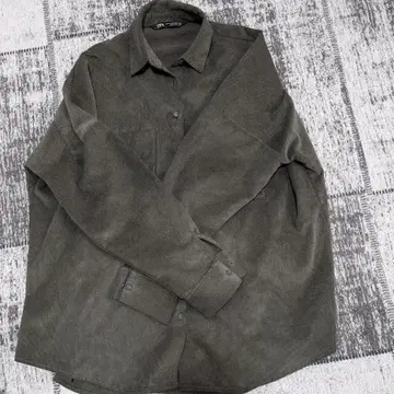 ZARA 긴팔 코듀로이 셔츠 XS 올리브 화이트