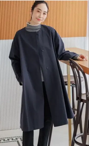 스튜디오 클립 노카라 코트 네이비 컬러 여성용 M 사이즈