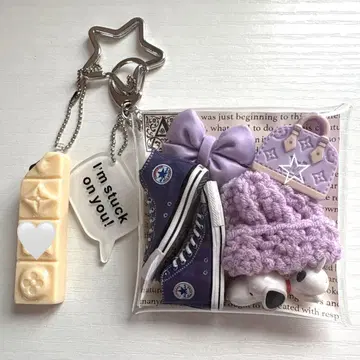 가챠 채운 파우치 CONVERSE 퍼플 PEANUTS