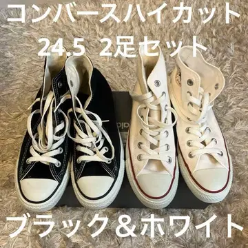CONVERSE 여성용 스니커즈 24.5 블랙 화이트 2족 세트