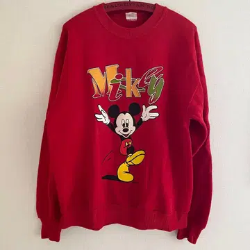 구제 미키마우스 빨간색 맨투맨 made in USA