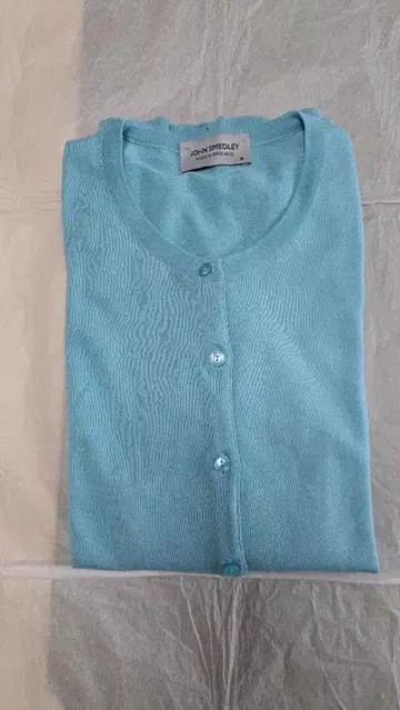 JOHN SMEDLEY 씨 아일랜드 코튼 스카이블루 가디건