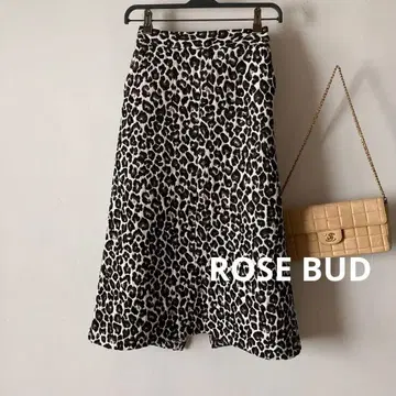 로즈버드 고급 스트레치 코튼 플로키 레오파드 스커트 레오파드