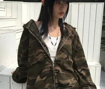지퍼 후드티 카모플라쥬