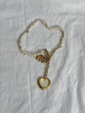 담수 펄 하트형 목걸이