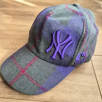 레어 00s 헤이세이 양키스 MLB 체크 무늬 캡 당시물 Y2K