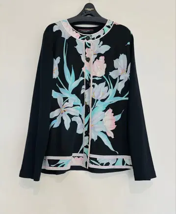 LEONARD 실크 울 인기 패턴 가디건 42