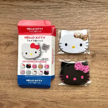 HELLO KITTY 페이스 캔뱃지 키티 레오파드 무늬 세트
