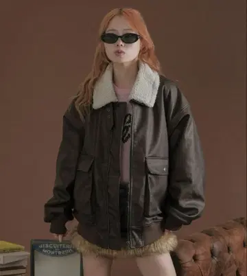 sedacle 보아 안감 인조 가죽 블루종 다크 브라운 M 사이즈 완판템