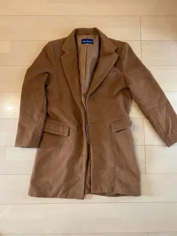 겨자색 체스터 코트 울 혼방