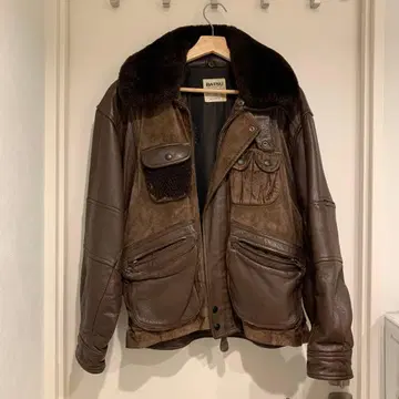 바츠 천연 가죽 퍼 가죽 자켓 블루종