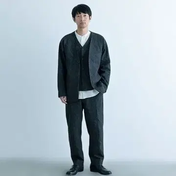 나카가와 마사시치 상점 린넨 먹색 자켓 남성용 일체형 시리즈 셋업