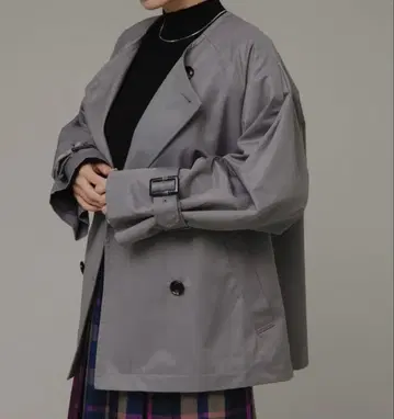 새상품급 발수 노카라 숏 트렌치코트 어반 리서치