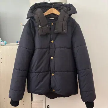 네이비 후드 부착 패딩 자켓