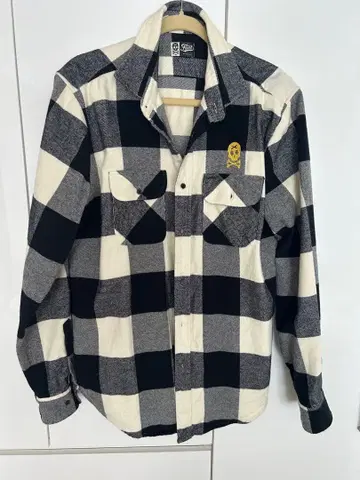 Fuel 블랙/화이트 체크 긴팔 플란넬 셔츠