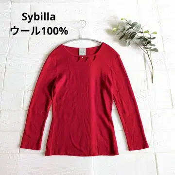 Sybilla 시빌라 울 100% 리브 니트 (레드)