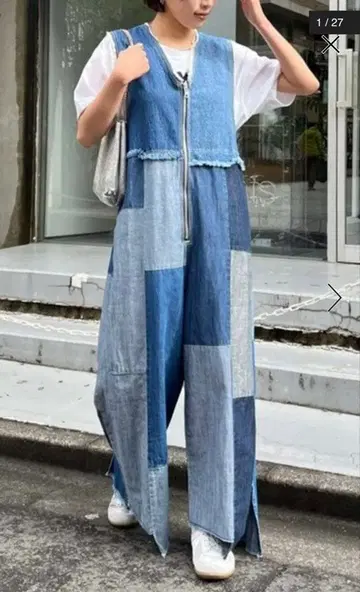 데님 패치워크 오버롤 프리 사이즈