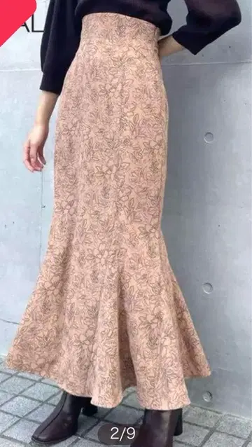 COCODEAL 꽃무늬 플레어 롱 스커트