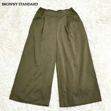 [브라우니 스탠다드] 와이드 팬츠(F) 워셔블 허리밴딩 심플 그린