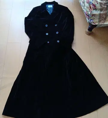 Otto 벨벳 같은 원단 롱 더블 코트