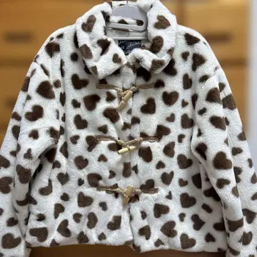 wcloset 퍼 더플 코트 하트 무늬 프리 사이즈