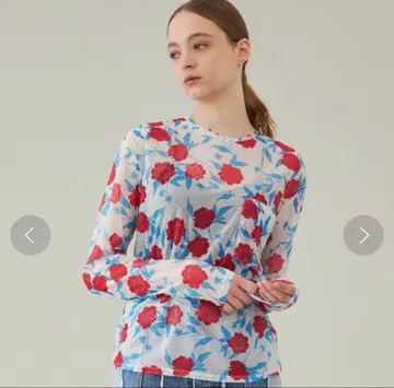 FUMIE TANAKA 시어 롱 프린트 T셔츠