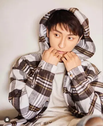 446 DOUBLE FOUR SIX 체크 셔츠 후드 브라운