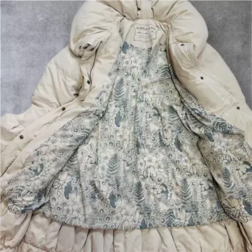 as know as de base 다운 코트 롱 숄카라 꽃무늬