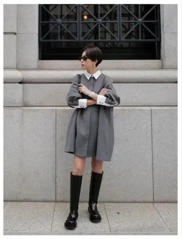 machatt 더블 크로스 바이컬러 원피스 마챗