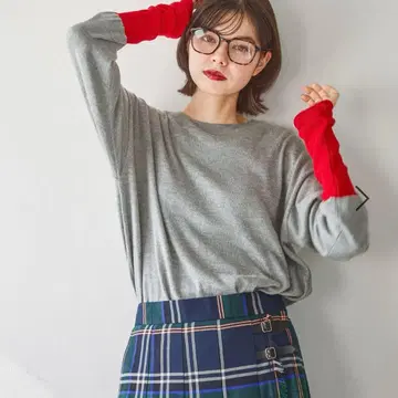 니코앤드 캐시미어 혼방 배색 니트 풀오버