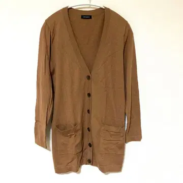 루니/가디건 V넥 카멜 코튼 캐시미어