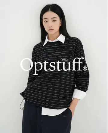 OPTSTUFF 드로스트링 보더 롱 슬리브T