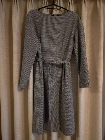 UNTITLED 체크 무늬 긴팔 원피스 2 워셔블