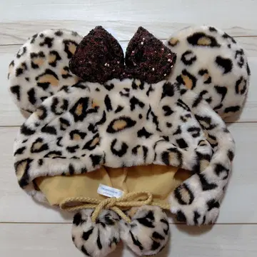 디즈니 팬캡 미니 레오파드 무늬 브라운 브라운 헤이세이 갸루