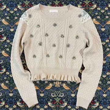 LIZ LISA 리즈리사 비쥬 레이스 니트 스웨터 프릴