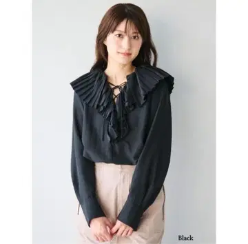 코코딜 cocodeal 플리츠 프릴 블라우스 블랙 24 가을/겨울