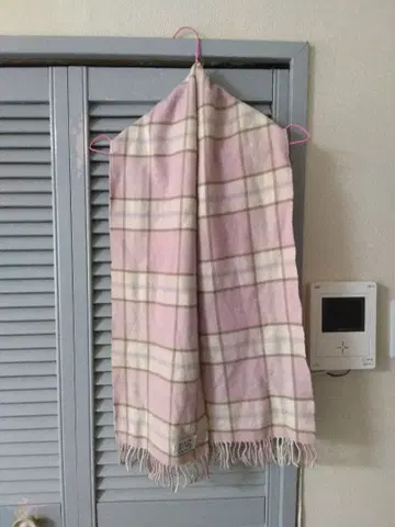 새상품급 ELGIN 엘르 캐시미어 체크 무늬 머플러 핑크 스코틀랜드제