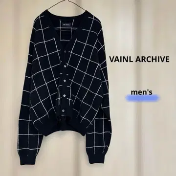 VAINL ARCHIVE 블랙과 화이트의 대형 체크 무늬 가디건