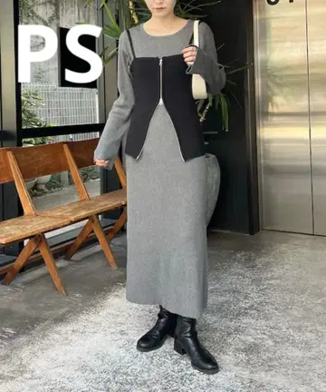 [ 2세트 ] 카프리슈레마쥬 W지퍼 뷔스티에 원피스 그레이 PS