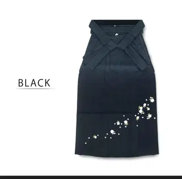 블랙 하카마 단품 흐림 자수 졸업식 벚꽃 자수 여성 하카마 여성용 S