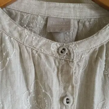 TSUHARU 자수 긴팔 셔츠 베이지