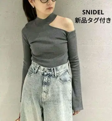 [택 포함 새상품] snidel 원숄 하이넥 니트 풀오버 그레이