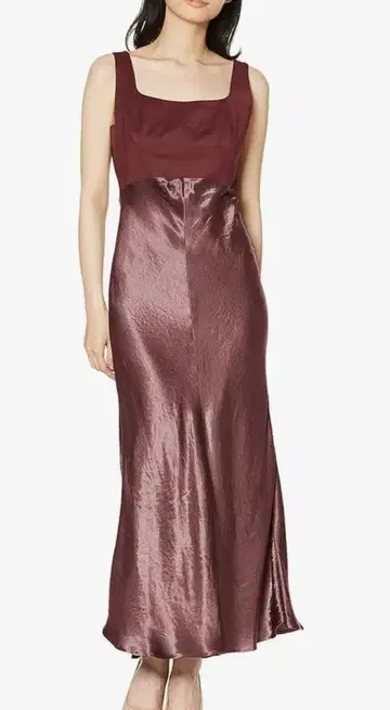 fray i.d 스웨이드 콤비 플레어 드레스