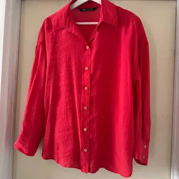 ZARA 레드 버튼업 긴팔 셔츠