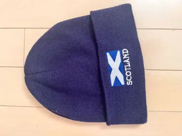 네이비 스코틀랜드 로고 니트 모자