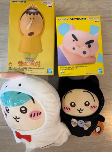 치이카와 (먼작귀) 크레용 신짱 뽑기 게임 봉제 인형, 피규어 4종 세트