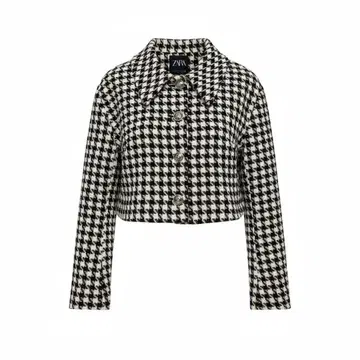 ZARA 체크 무늬 크롭 자켓