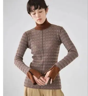 todayful 자카드 파이핑 니트