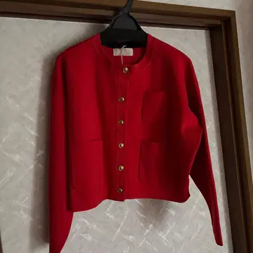 레드 크롭 가디건