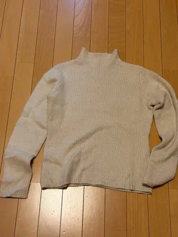 바지레 28 베이지 하이넥 캐시미어 니트 스웨터 긴팔